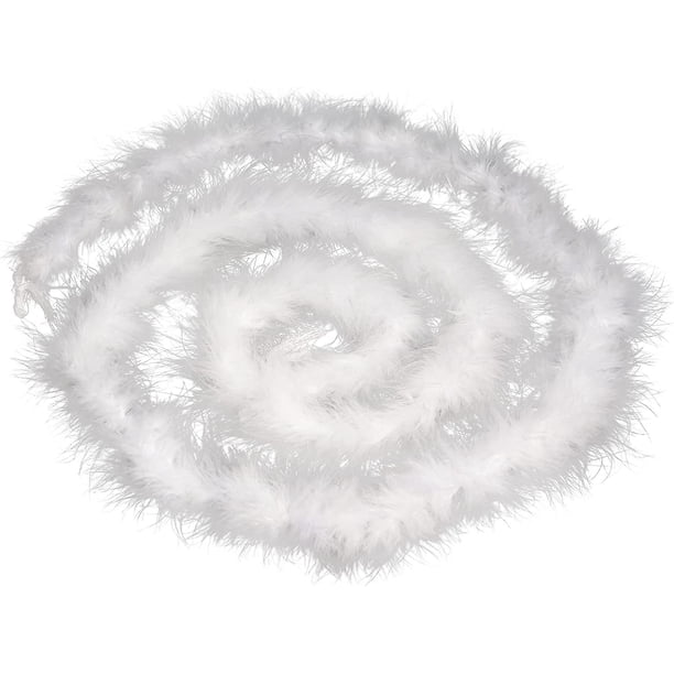 Boa de plumas de marabú de 2 yardas para manualidades, fiesta de boda, disfraz de Halloween, decoración de árbol de Navidad, 20 gramos, blanco