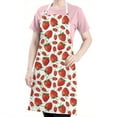 thumbnail image 5 of Red Strawberry Plants Fruit White Pattern Apron-Garden Aprons for Women with Pockets-Cotton Linen Waterproof Kitchen Cooking Gardening Aprons Adjustable for Kitchen,Cooking,BBQ and Salon 33x27 Inch, 5 of 7