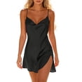 thumbnail image 2 of Tqcoqu Women's Spaghetti Strap Lace Trim Sleep Dress Loungewear,V Neck Solid Color Casual Loose Dresses,Black Women's M-XXL, 2 of 6