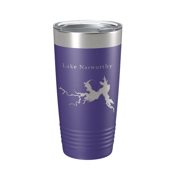 Lake Nasworthy Map Tumbler Travel Mug Insulated Laser Engraved Coffee Cup Texas 20 oz Purple