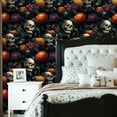 thumbnail image 2 of Peel and Stick Wallpaper 23.6in x 9.8ft Skulls Autumn Flowers Pumpkins Grapes Dark Floral Arrangement Contact Paper Vinyl Self-Adhesive Removable Wall Paper for Bedroom DIY Decor Renter Friendly, 2 of 8