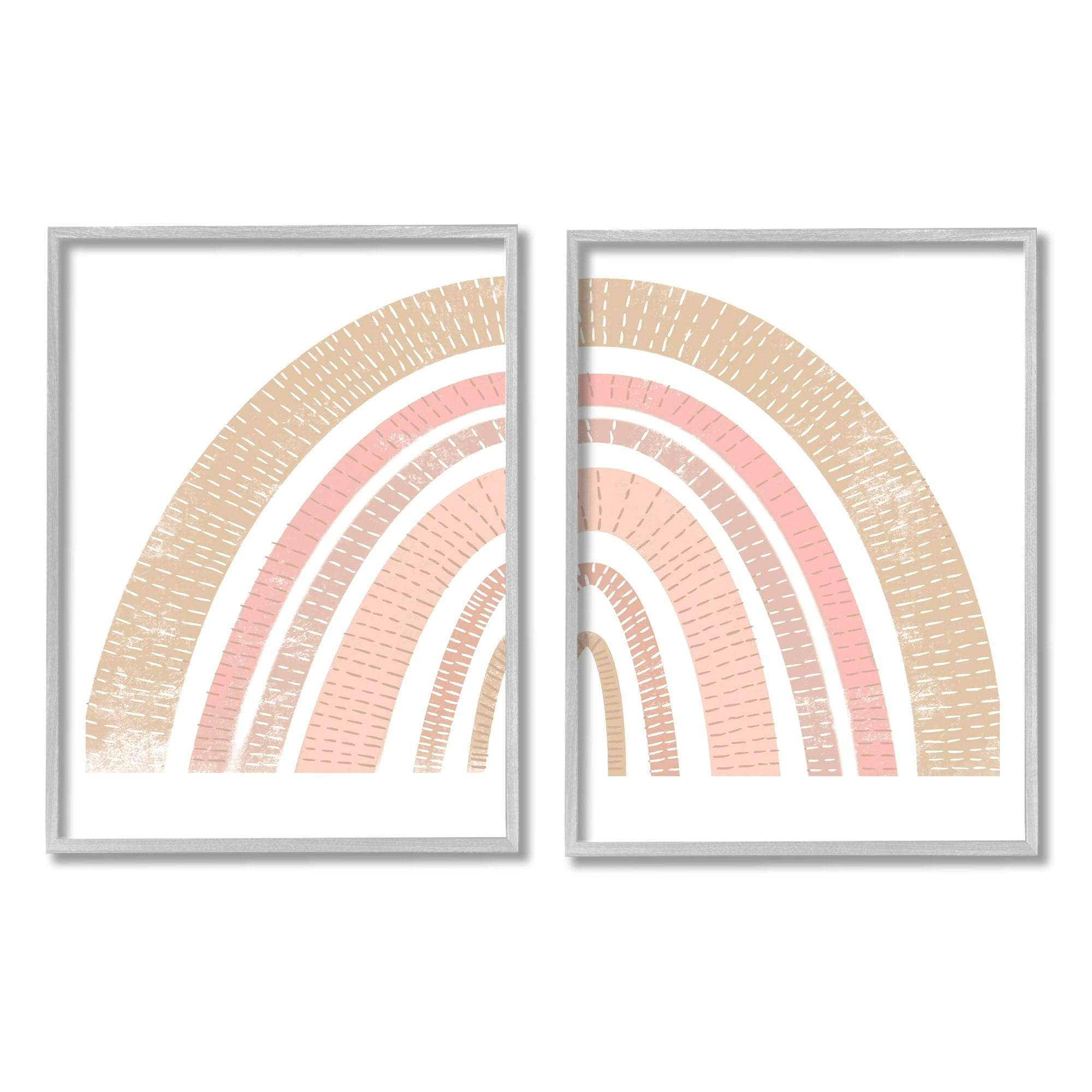 Stupell Industries Abstract Pink Neutral Kid's Rainbow Arches Striped Patterns, 11 x 14, Design by Daphne Polselli