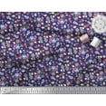 thumbnail image 3 of Soimoi Blue Polyester Crepe Fabric Leaves,Insect & Floral Artistic Print Fabric by The Yard 52 Inch Wide, 3 of 3