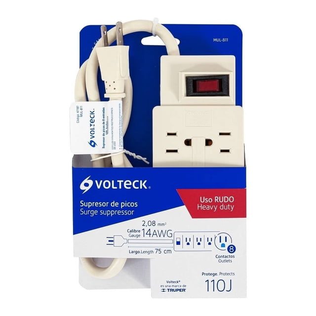 Supresor de picos Volteck 8 entradas 1 pza Largo 75 cm
