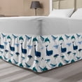 thumbnail image 1 of Whale Bed Skirt, Different Types of Swimming Marine Characters in Hand Drawn Style Nautical, Elastic Bedskirt Dust Ruffle Wrap Around for Bedding Decor, 4 Sizes, Teal Dark Blue White, by Ambesonne, 1 of 2