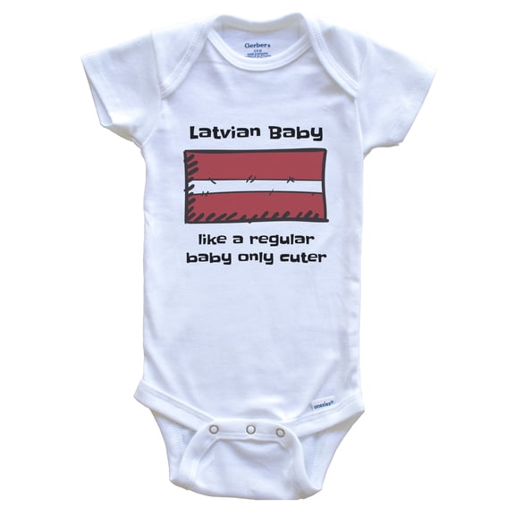 Latvian Baby Like a Regular Baby Only Cuter Funny Latvia Flag Baby Bodysuit, 0-3 months white