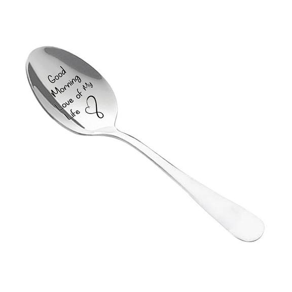 Goowood Personalized Engraved Stainless Steel Long Handle Mixing Spoon for Valentines Day and Wedding Tableware Gift