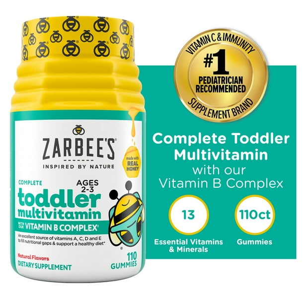Zarbee's Complete Toddler Multivitamin Gummies, Natural Flavor, 110ct