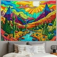 thumbnail image 2 of Nawypu  Mountain Sun Tapestry Trippy Forest Tree Tapestries Nature Landscape Tapestry for Bedroom Aesthetic Sunset Wall Tapestry Magic River Wall hanging for Room, 2 of 6