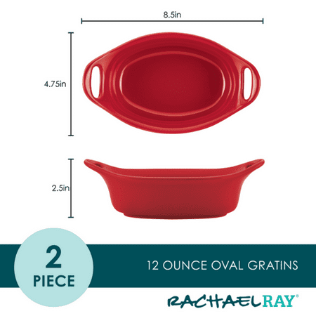 Rachael Ray - 2-Piece Oval Ceramics Au Gratin Set - Red