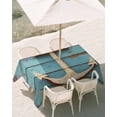 thumbnail image 3 of 60x120 Inch Outdoor Tablecloth with Umbrella Hole Zipper Rectangle Nautical Anchor Rectangular Tablecloths Outside Waterproof Farmhouse Retro Turquoise Wooden Grain Patio Table Cover for Picnic Party, 3 of 8