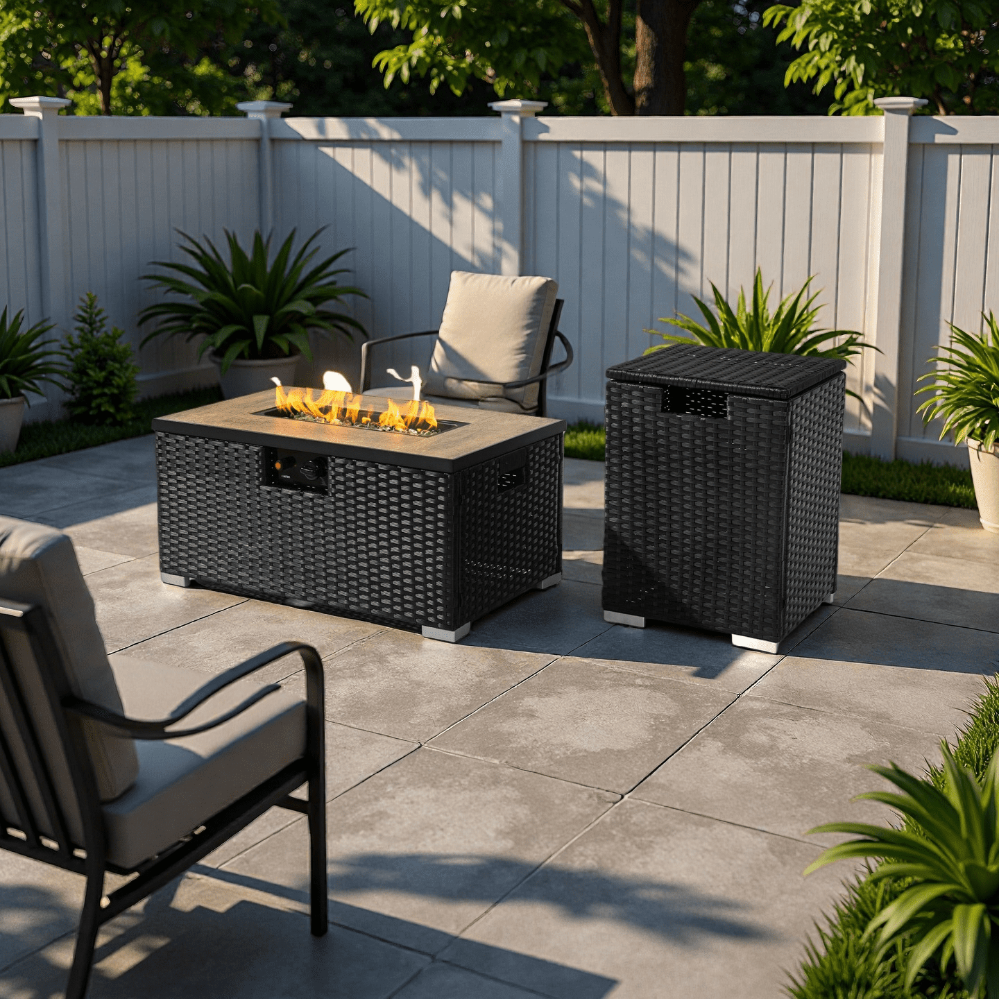 Werph, Propane Fire Pit Table Set, 42 inches, Gray - Walmart.com