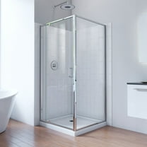 Flex 36 in. D x 36 in. W x 78 3/4 in. H Pivot Shower Enclosure, Base, and White Wall Kit in Chrome