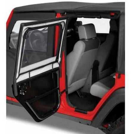 - Bestop 51806-35 Jeep Wrangler Unlimited Highrock 4X4 Element Rear-Door Upper Fabric Half-Door Set, Black Diamond