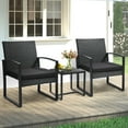thumbnail image 3 of KROFEM 3-Piece Patio Bistro Set, All-Weather, Outdoor Wicker Furniture with Tempered Glass Table and Waterproof Cushions for Porch, Balcony, Black, 3 of 6