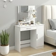 thumbnail image 2 of HOMCOM Vanity Table, Makeup Table with Mirror and Storage Shelves, White, 2 of 10