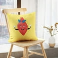 thumbnail image 4 of LALILO Throw Pillow Covers Funny Strong Heart Character Cute Human Sign Cartoon Heart Cute Human Art Athletic Body Set of 2 Square 18 x 18 Inch Pillowcase, 4 of 5