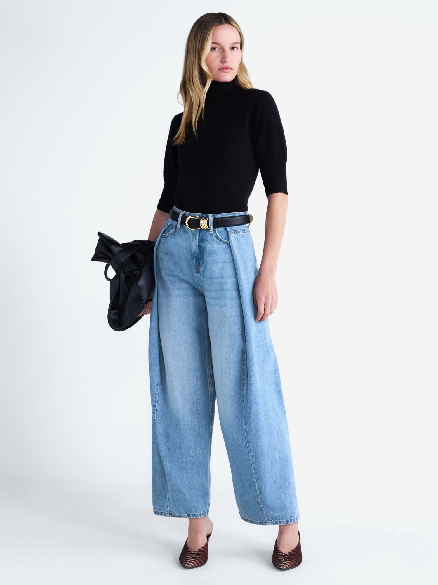 Scoop Women's and Women's Plus Deep Pleated Wide Leg Jean, Sizes 0-28W