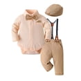 thumbnail image 5 of OSOLU Toddler Baby Boys Clothes Suits Gentleman Long Sleeve Dress Shirts And Suspenders Pants With Hat 3 Piece Set 3-24M Trendy Outfit, 5 of 9
