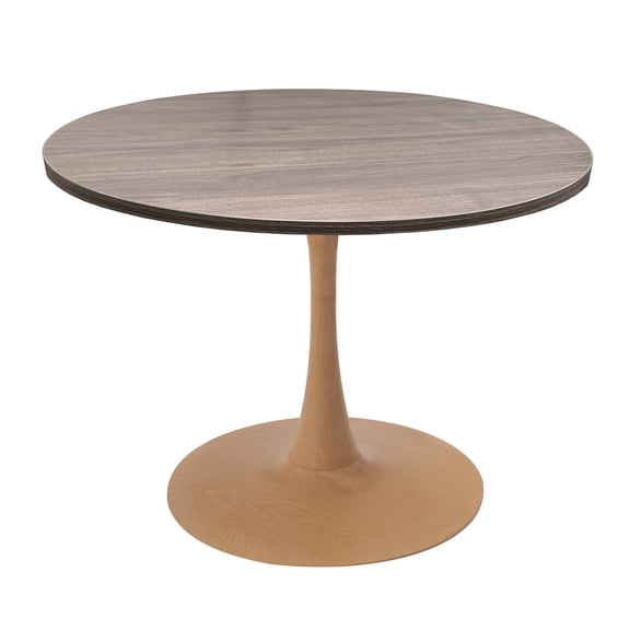 LeisureMod Bristol 36" Round Dining Table with MDF Top and Natural Wood Pedestal Base for Modern Kitchen and Dining Room