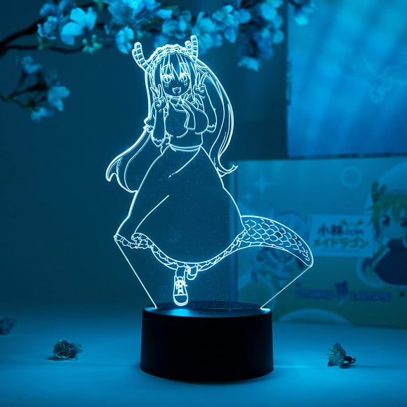Tohru Kawaii Maid Otaku Lamp – Miss Kobayashi's Dragon Maid – Anime Lamp Figure Night Light, 16 Color RGB LED – Remote, 3D Anime Room Décor Gift