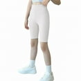 thumbnail image 2 of Kids Knee Length Leggings, High Waist Elastic Yoga Pants for Children, Stretchy Running Dance Shorts and Athletic Wear, Toddler Girls Stretch Pants for Daily Play, 3-10Y Beige 110, 2 of 9