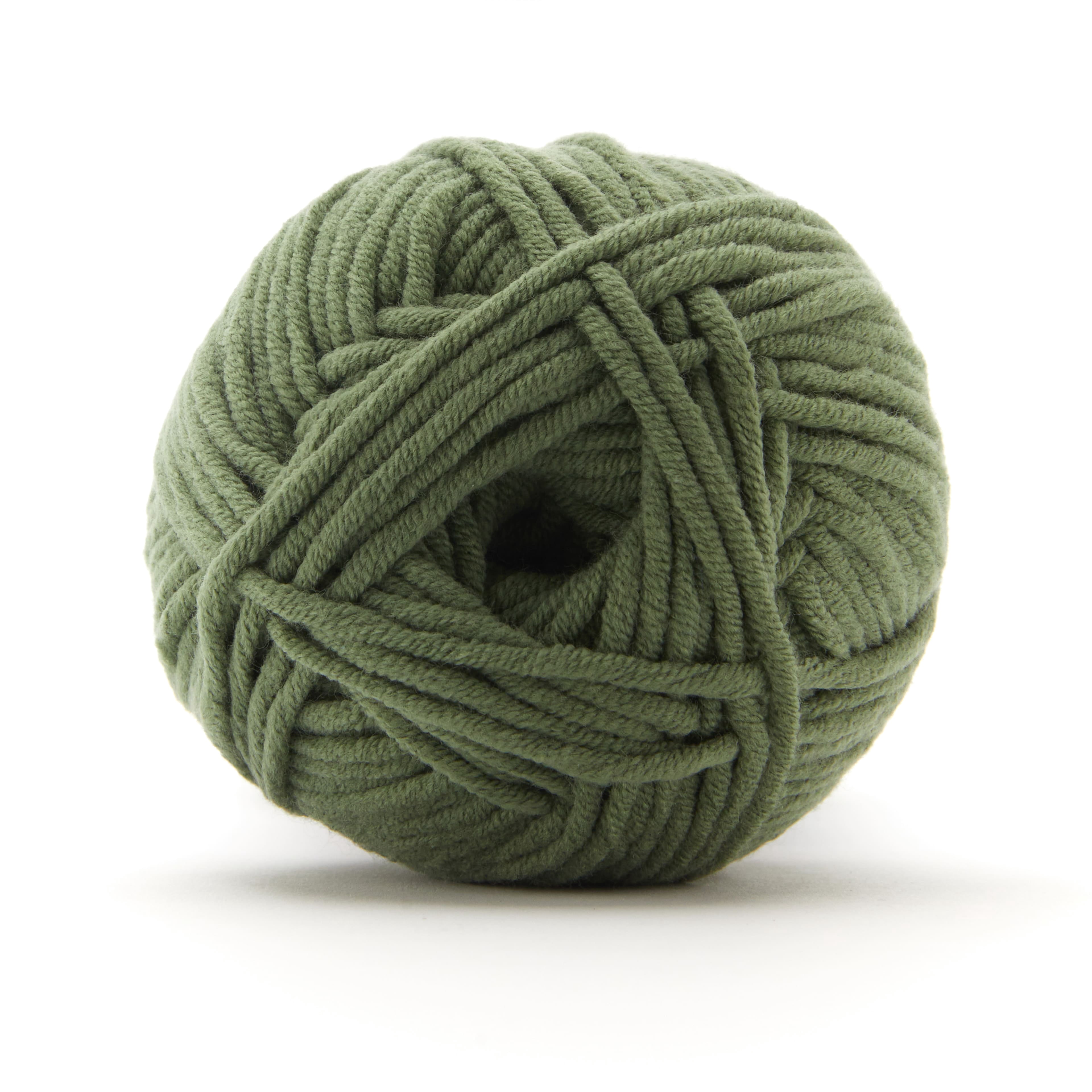 Loops & Threads Dill Yarn Bulky Weight Twist Solid Yarn - Bulky Weight Yarn for Knitting, Crochet, Weaving, Arts & Crafts, 12 Pack