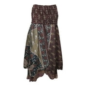 Mogul Womens Sundress Vintage Silk Sari Two Layered Sexy Beach Dresses