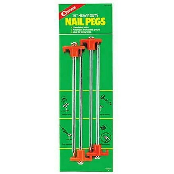 Coghlans 8312 10" HD Metal Nail Pegs 4 Count