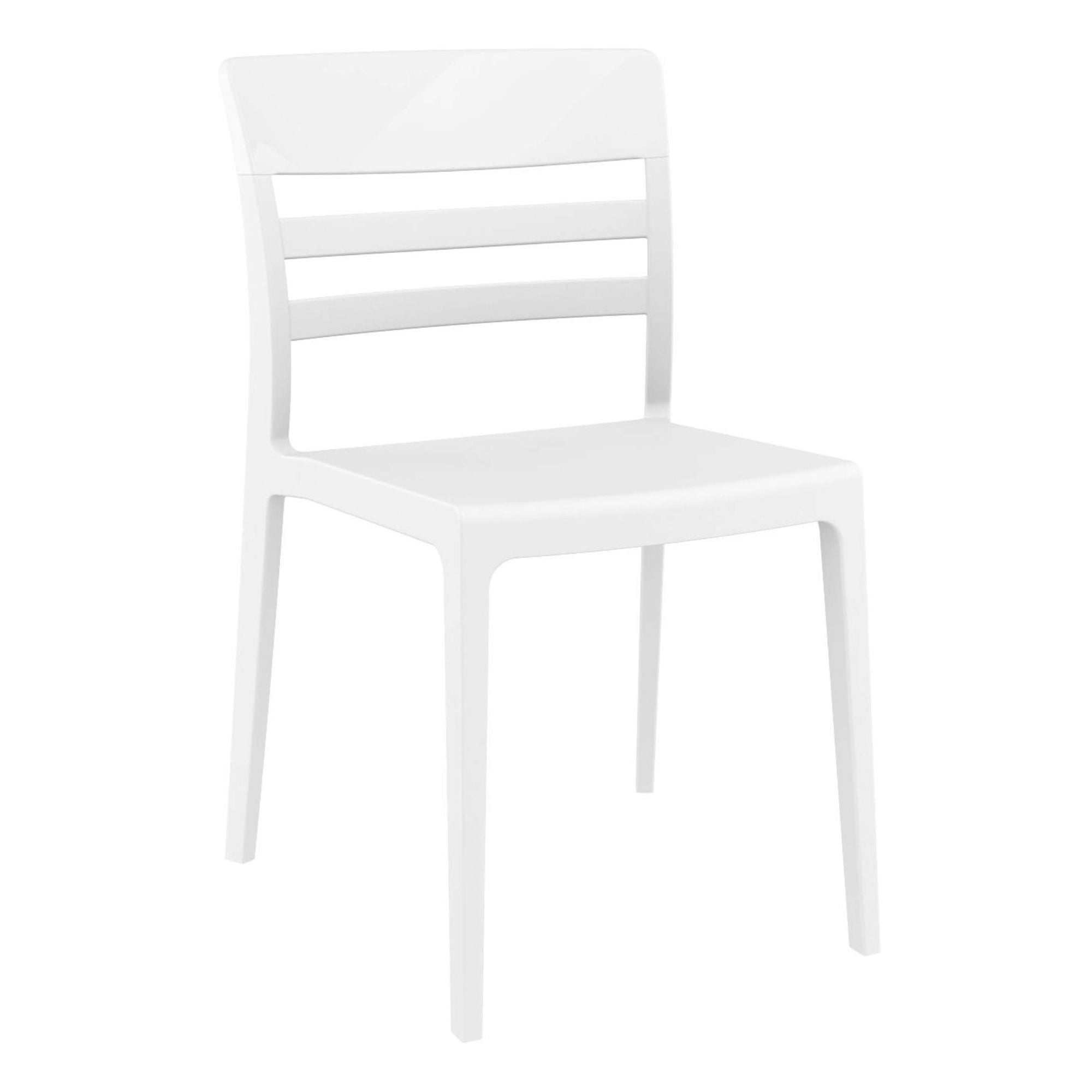 33" White Glossy Outdoor Patio Dining Chair