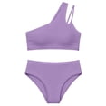 thumbnail image 5 of NAFUU Girls Swimwear Two Piece Swimsuits One-Shoulder Bikini Swimsuit Padded Bikini Tops With Bottoms Solid Color Bathing Suit For Girl 11-12 Years, 5 of 6