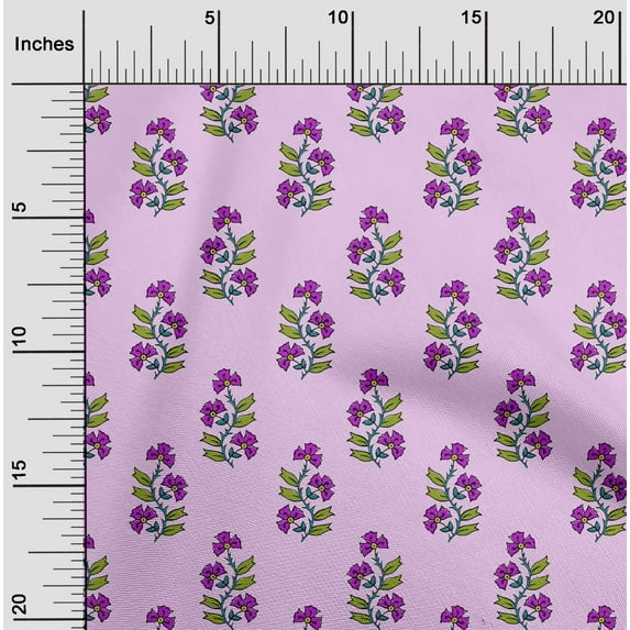 oneOone Silk Tabby Fabric Leaves & Floral Block Print Fabric By The Yard 42 Inch Wide
