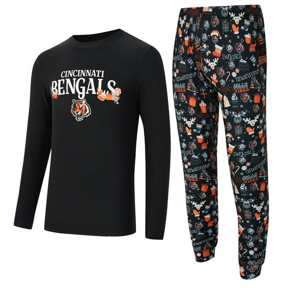Men's Concepts Sport Black Cincinnati Bengals Chestnut Long Sleeve Top & Pants Set
