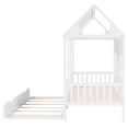 thumbnail image 5 of Canopy Bed Frame Platform Bed with Twin Size Trundle Modern Wooden Canopy Bed with Roof, Windows and Slat Support Leg for Dorm, Bedroom, Guest Room (Twin), 5 of 9