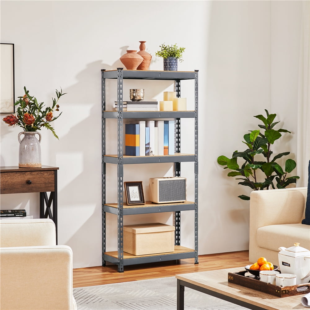 Yaheetech 5 Tiers Boltless Storage Shelf Goods Rack for Home Warehouse, Dark Gray