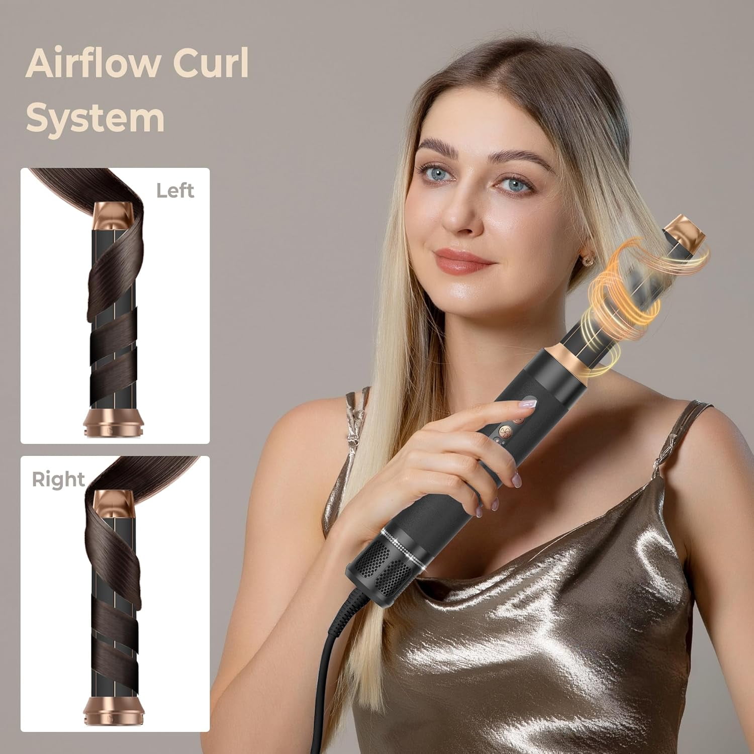 7 in 1 Hair Dryer Brush Iron,Powerful Blow Dryer Brush with Auto- Wrap Curler, Detachable Fast Drying, Volumizing, Curling, Straightening, Ionic Hair Dryer with Diffuser, Hair Styling Tools