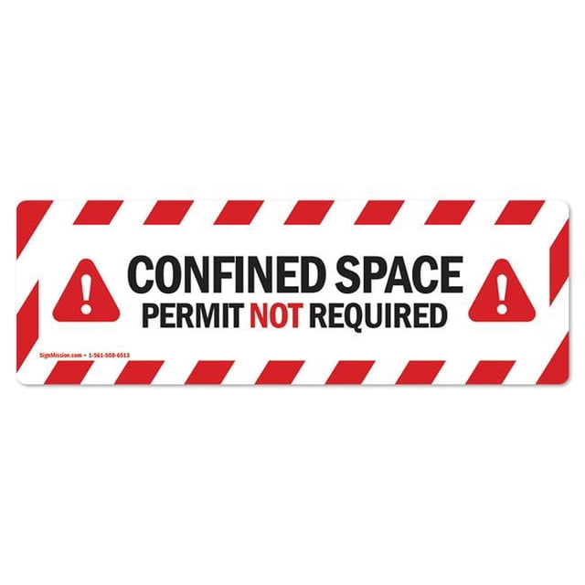 SignMission FD-R-16-3PK-99855 6 x 18 in. Non-Slip Vinyl Floor Decal - Confined Space Permit Not Required - Pack of 3