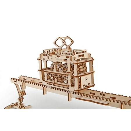 Ugears Tram and Rails Mechanical 3D Puzzle Best Eco-Friendly Wooden Gift Set for Kids and (Best 3d Puzzles For Adults)