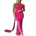 thumbnail image 1 of Womens Maxi Bodycon Dress Halterneck Backless Slim Fit Solid Cocktail Dresses for Evening Party, 1 of 4