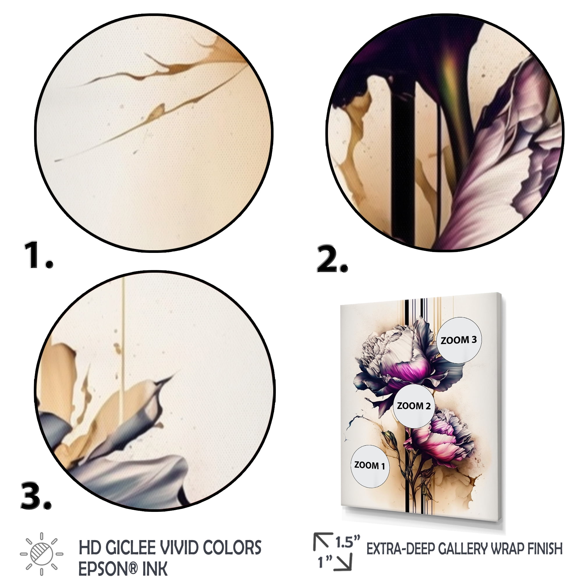 Designart Pink Peony Flower On Abstract Fusion Canvas Wall Art