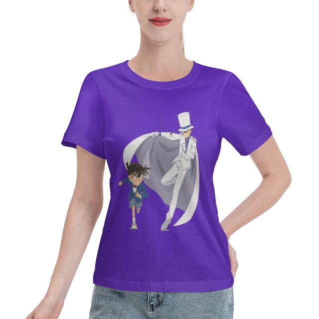 Women's Basic Short Sleeve T-Shirt Conan and Kaito Kidd