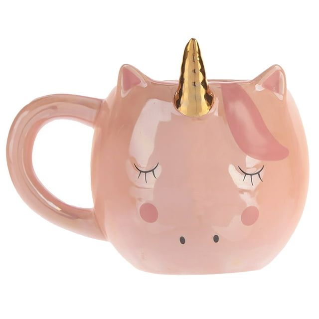 Taza de cerámica creativa con diseño de unicornio para almacenar agua, ideal para el hogar, la oficina y el hotel (rosa).