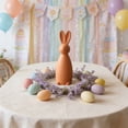 thumbnail image 4 of Orange Easter Bunny Wooden Figurine Rabbit Ornament Vintage Style Home Holiday Decoration Table Centerpiece Desk Decor Size 5.71X1.57X1.57In Weight 0.19Lb 1Pc, 4 of 6
