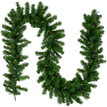 Northlight 9' x 10" Prelit Oak Creek Pine Green Artificial Christmas Garland - Multi Lights
