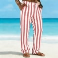 thumbnail image 4 of Uwinwear Men's Striped Pants Casual Color Block Straight-Legs Long Pants Casual Big & Tall Flat Front Business Trousers with Pockets,Pink,XXXL, 4 of 5