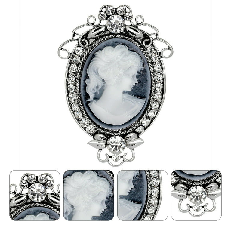 Retro Lady Portrait Brooch Pin for Women Girls CZ Crystal Dangle Charm  Vintage Lady Cameo Corsage Badge Pins Lapel Pin Bouquet Brooches  Accessories