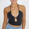 thumbnail image 1 of Mujeres Open Back Crop Tops Cuello halter Ahueca hacia fuera Party Club Sexy Strappy Chaleco Abanopi Negro/Grande, 1 of 7