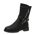 thumbnail image 2 of OKBOP Women's Low-Heeled Mid Calf Boots-Hiking Christmas Slip On Boots for Women Retro Walking Shoes Women Winter Warm Womens Boots Clearance, 2 of 7