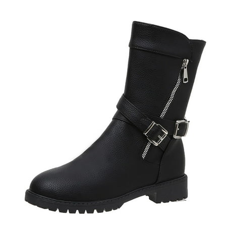

Women s Classic Boot Winter Mid Calf Combat Riding Military Boots Waterproof Comfortable Slip On Outdoor Winter Shoes for Women
