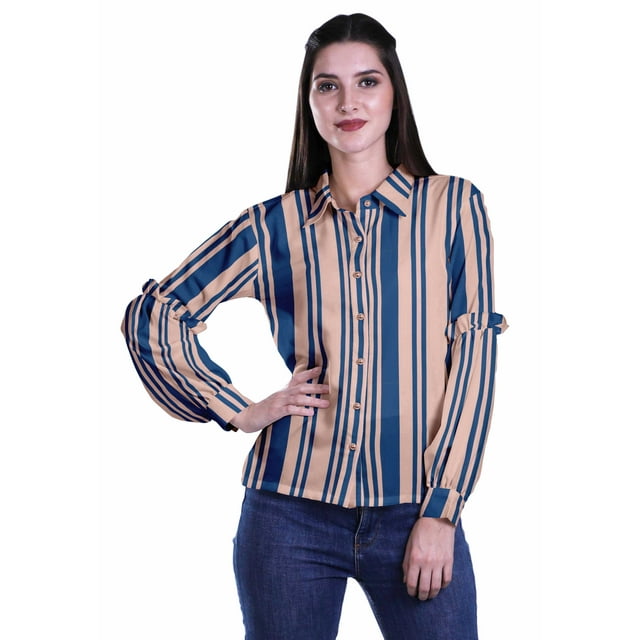Moomaya Chemise Boutonnée Col Classique Manches Longues Haut d'Été Tenue Décontractée